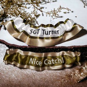 US Army Custom Embroidered Wedding Garter Set Bridal Keepsake Throw Personalized